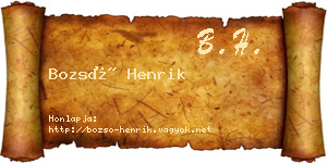 Bozsó Henrik névjegykártya
